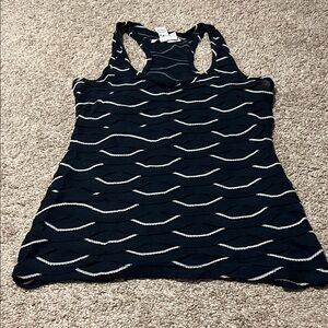 Max Studio Navy and White Knit Women's Tank Top, size small